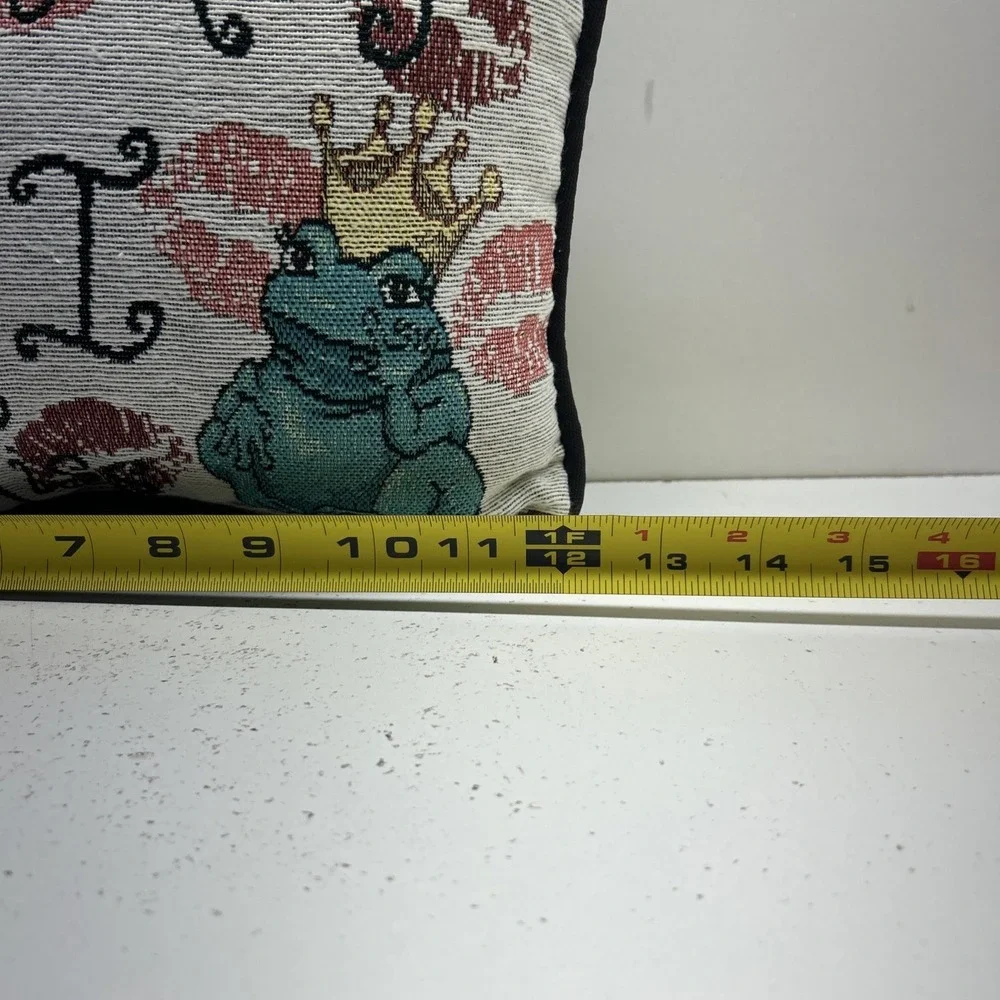 Vintage Frog Prince Tapestry Just How Many Do I Kiss Throw Cushion 12